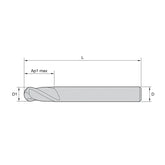 General-Purpose Solid Carbide End Mills GP End Mills • Series 2838 • Ball Nose • 2 Flute • Metric  (TiAlN) - Big-tools Industrial Supply Tools for Metal Cutting